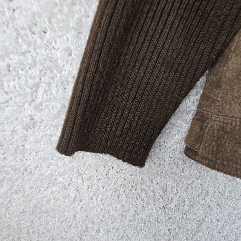 Relativity Leather Suede Button Up Jacket W/ Knit Sleeves Women's XL Chocolate‎ - Picture 7 of 13